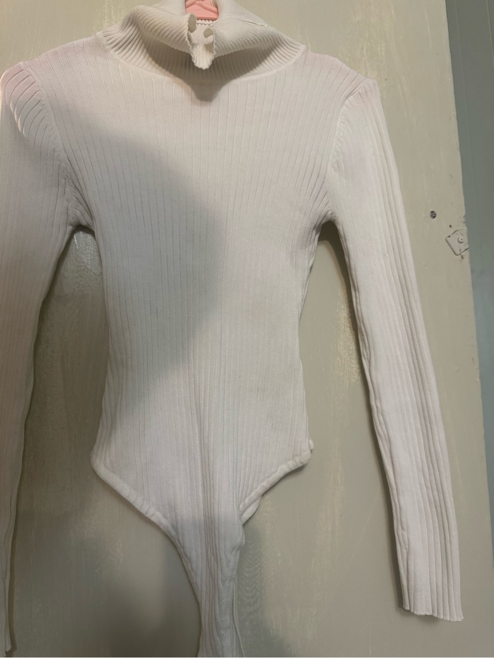 Windsor White Ribbed Turtleneck Long-Sleeve One-Piece Bodysuit